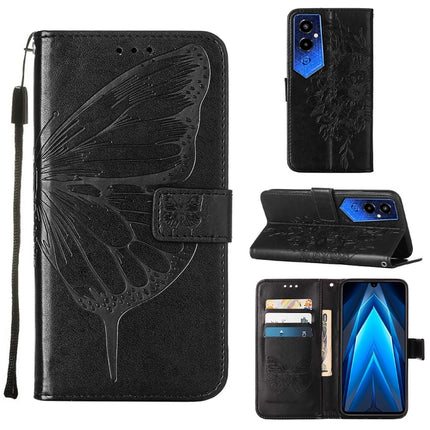 Embossed Butterfly Flip Leather Phone Case, For Tecno Pop 6 Pro, For Tecno Pova 4 LG7N, For Tecno Pova 4 Pro LG8N