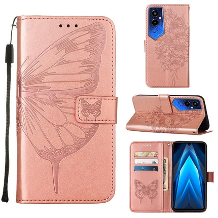 Embossed Butterfly Flip Leather Phone Case, For Tecno Pop 6 Pro, For Tecno Pova 4 LG7N, For Tecno Pova 4 Pro LG8N