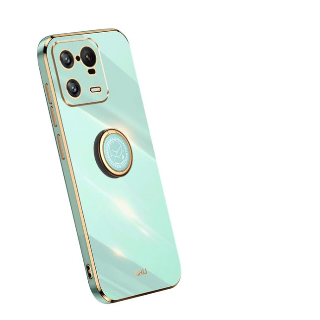 XINLI Straight Edge 6D Electroplate TPU Phone Case with Ring Holder, For OPPO Reno9 Pro+, For Xiaomi 13 Pro