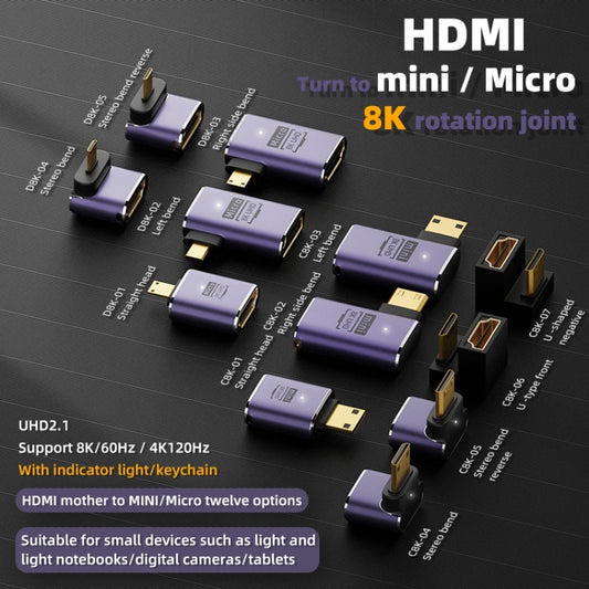 8K HDMI 2.1 to Micro HDMI Adapter, D8K-01, D8K-02, D8K-03, D8K-04, D8K-05, C8K-01, C8K-02, C8K-03, C8K-04, C8K-05, C8K-06, C8K-07