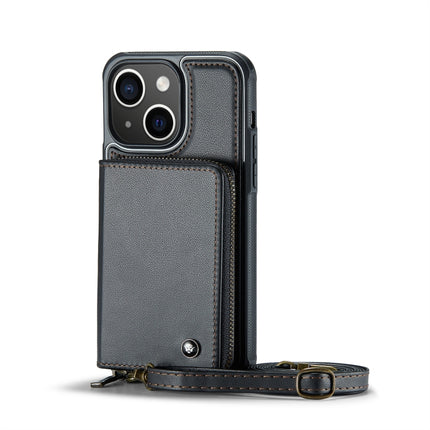 JEEHOOD C22 Series Zipper Wallet Leather Phone Case with Dual Lanyard, For iPhone 13, For iPhone 13 Pro, For iPhone 13 Pro Max, For iPhone 12