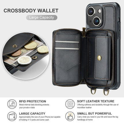 JEEHOOD C22 Series Zipper Wallet Leather Phone Case with Dual Lanyard, For iPhone 13, For iPhone 13 Pro, For iPhone 13 Pro Max, For iPhone 12