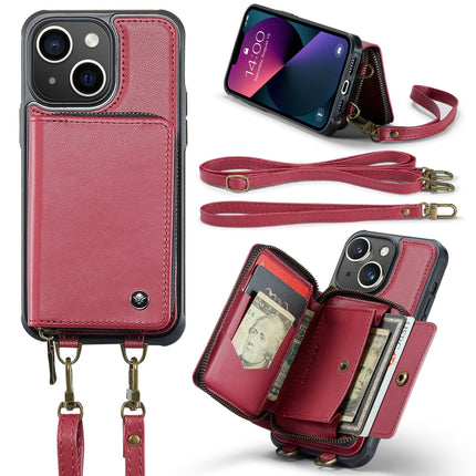JEEHOOD C22 Series Zipper Wallet Leather Phone Case with Dual Lanyard, For iPhone 13, For iPhone 13 Pro, For iPhone 13 Pro Max, For iPhone 12