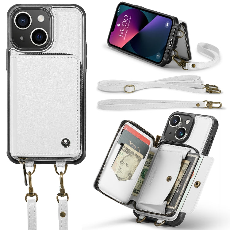 JEEHOOD C22 Series Zipper Wallet Leather Phone Case with Dual Lanyard, For iPhone 13, For iPhone 13 Pro, For iPhone 13 Pro Max, For iPhone 12