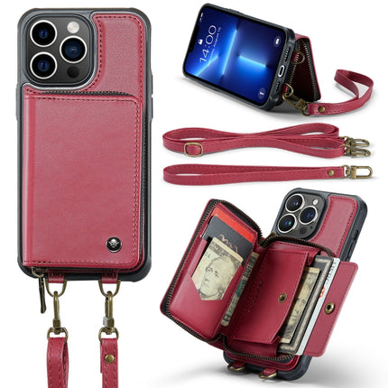 JEEHOOD C22 Series Zipper Wallet Leather Phone Case with Dual Lanyard, For iPhone 13, For iPhone 13 Pro, For iPhone 13 Pro Max, For iPhone 12