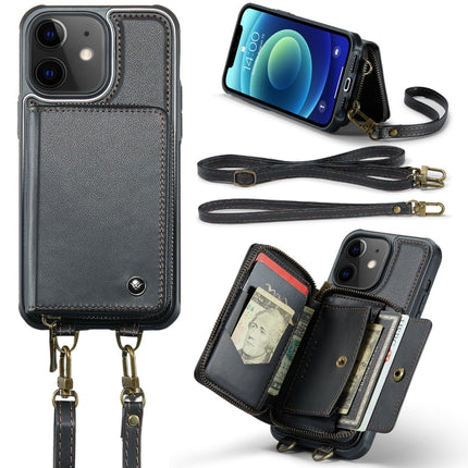 JEEHOOD C22 Series Zipper Wallet Leather Phone Case with Dual Lanyard, For iPhone 13, For iPhone 13 Pro, For iPhone 13 Pro Max, For iPhone 12