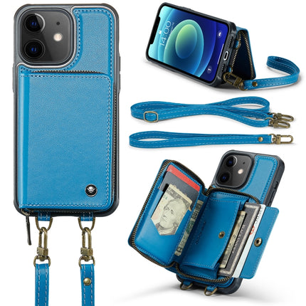 JEEHOOD C22 Series Zipper Wallet Leather Phone Case with Dual Lanyard, For iPhone 13, For iPhone 13 Pro, For iPhone 13 Pro Max, For iPhone 12