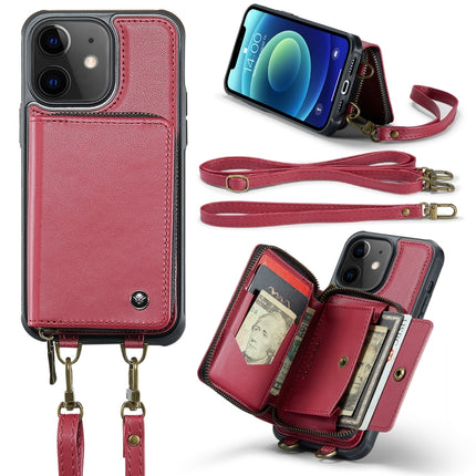 JEEHOOD C22 Series Zipper Wallet Leather Phone Case with Dual Lanyard, For iPhone 13, For iPhone 13 Pro, For iPhone 13 Pro Max, For iPhone 12