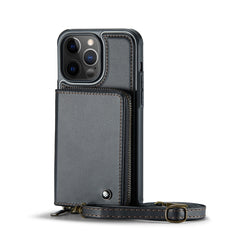 JEEHOOD C22 Series Zipper Wallet Leather Phone Case with Dual Lanyard, For iPhone 12 Pro Max, For iPhone 11, For iPhone 11 Pro, For iPhone 11 Pro Max