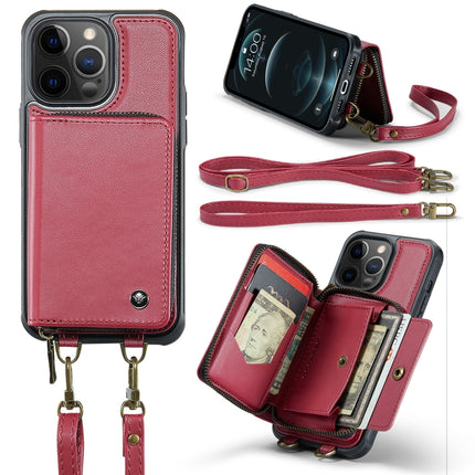 JEEHOOD C22 Series Zipper Wallet Leather Phone Case with Dual Lanyard