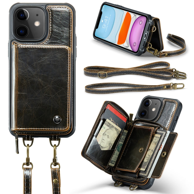 JEEHOOD C22 Series Zipper Wallet Leather Phone Case with Dual Lanyard