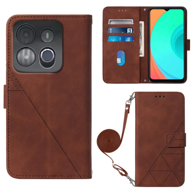 Crossbody 3D Embossed Flip Leather Phone Case, For Infinix Smart 7
