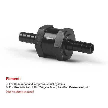 Car  Aluminium Alloy Fuel Petrol One Way Non Return Check Valve, 6mm Black, 8mm Black, 10mm Black, 12mm Black