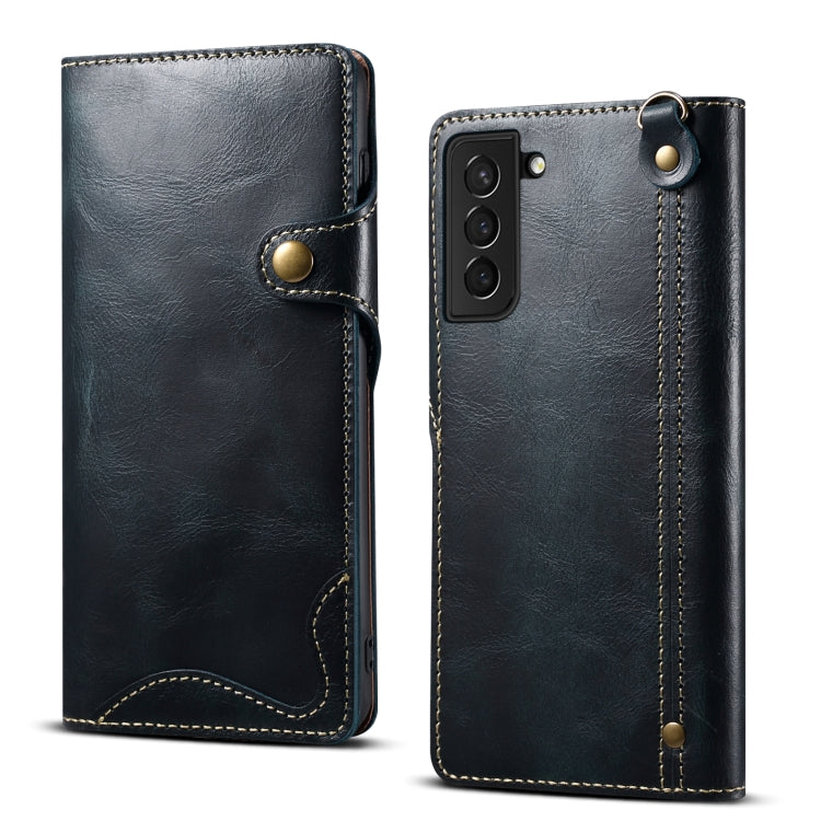 Denior Oil Wax Cowhide Magnetic Button Leather Phone Case, For Samsung Galaxy S23 5G, For Samsung Galaxy S23+ 5G, For Samsung Galaxy S23 Ultra 5G