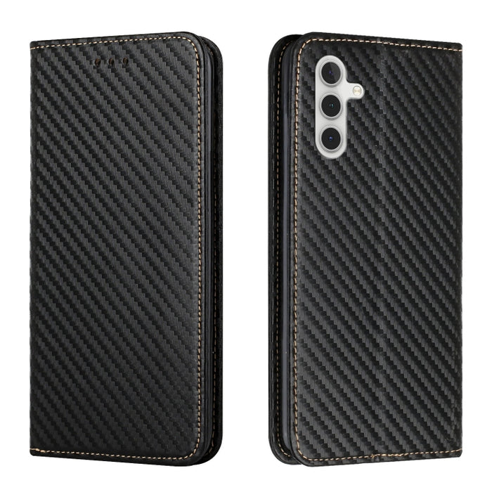Carbon Fiber Texture Flip Holder Leather Phone Case, For Samsung Galaxy A34, For Samsung Galaxy A54