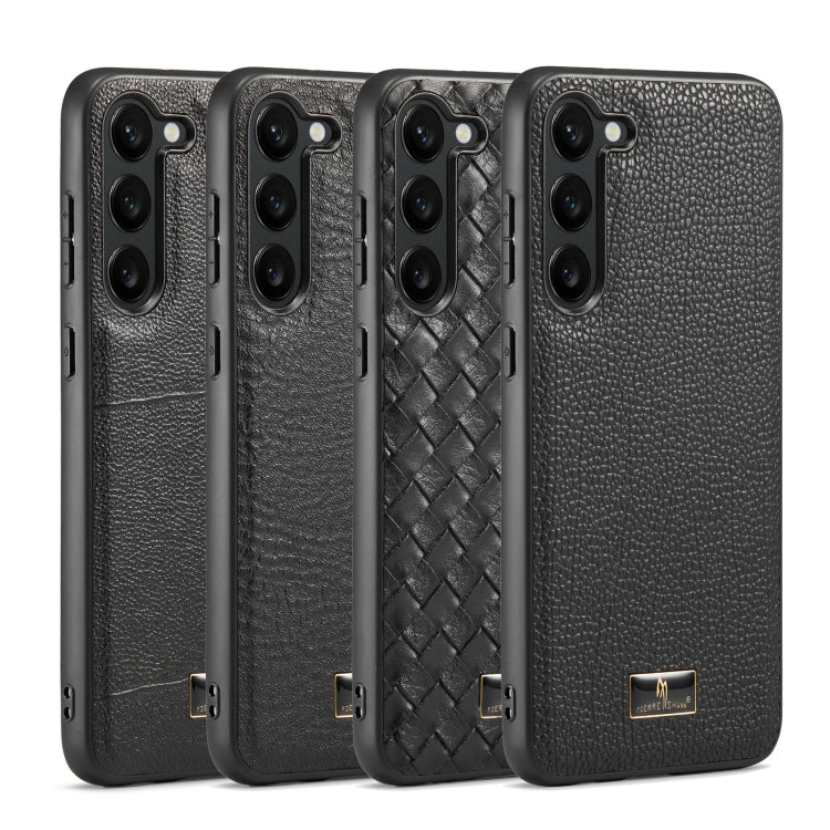 Fierre Shann Leather Texture Phone Back Cover Case, For Samsung Galaxy S23 5G, For Samsung Galaxy S23+ 5G, For Samsung Galaxy S23 Ultra 5G