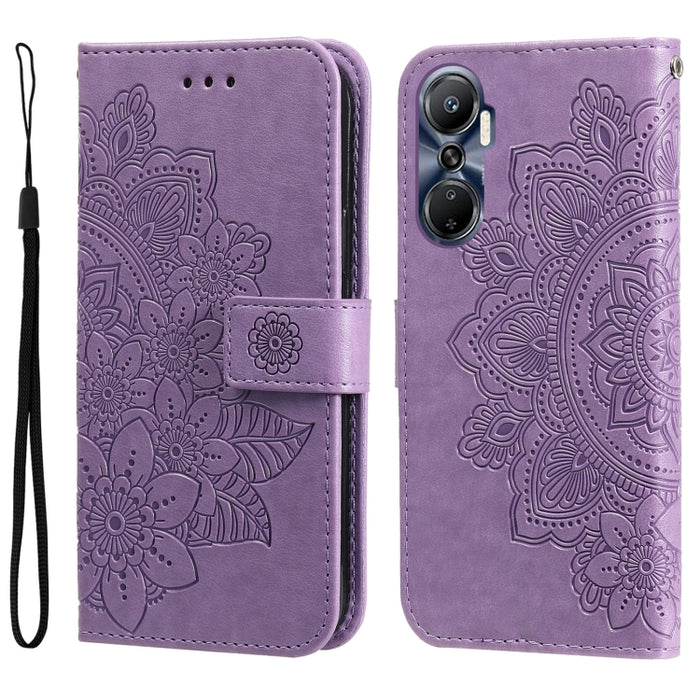7-petal Flowers Embossing Leather Phone Case, For Infinix Hot 20 4G, For Infinix Hot 20s, For Infinix Note 12 / G96