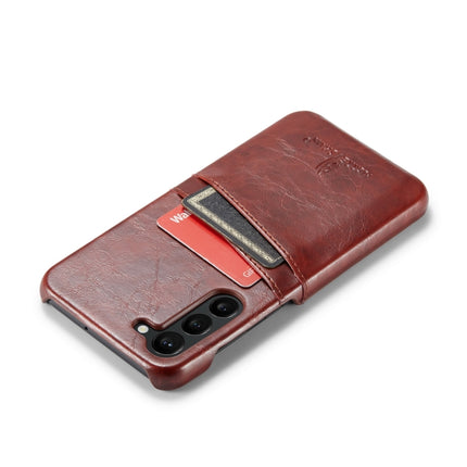 Fierre Shann Oil Wax Texture Leather Phone Case with Card Slots, For Samsung Galaxy S23 5G, For Samsung Galaxy S23+ 5G, For Samsung Galaxy S23 Ultra 5G