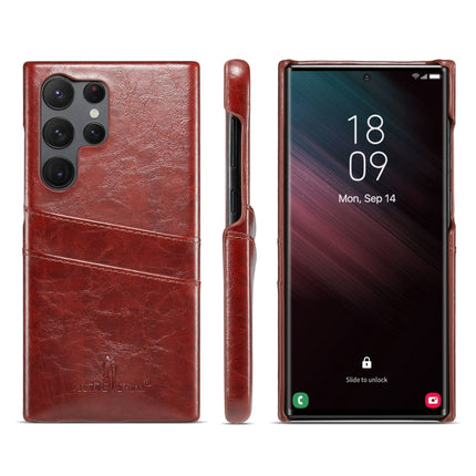 Fierre Shann Oil Wax Texture Leather Phone Case with Card Slots, For Samsung Galaxy S23 5G, For Samsung Galaxy S23+ 5G, For Samsung Galaxy S23 Ultra 5G