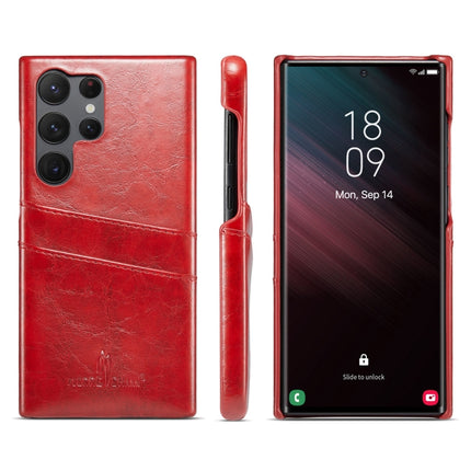 Fierre Shann Oil Wax Texture Leather Phone Case with Card Slots, For Samsung Galaxy S23 5G, For Samsung Galaxy S23+ 5G, For Samsung Galaxy S23 Ultra 5G