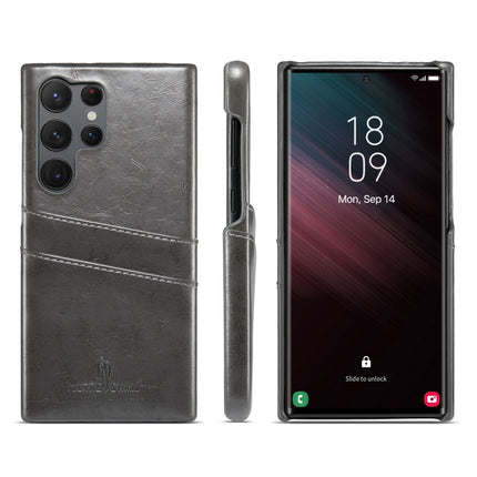 Fierre Shann Oil Wax Texture Leather Phone Case with Card Slots, For Samsung Galaxy S23 5G, For Samsung Galaxy S23+ 5G, For Samsung Galaxy S23 Ultra 5G