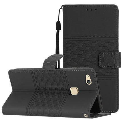 Diamond Embossed Skin Feel Leather Phone Case with Lanyard, For Huawei P10, For Huawei P10 Lite, For Huawei P10 Plus, For Huawei P20