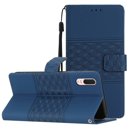 Diamond Embossed Skin Feel Leather Phone Case with Lanyard, For Huawei P10, For Huawei P10 Lite, For Huawei P10 Plus, For Huawei P20
