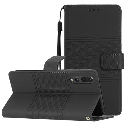 Diamond Embossed Skin Feel Leather Phone Case with Lanyard, For Huawei P20 Lite, For Huawei P20 Pro, For Huawei P30, For Huawei P30 Lite