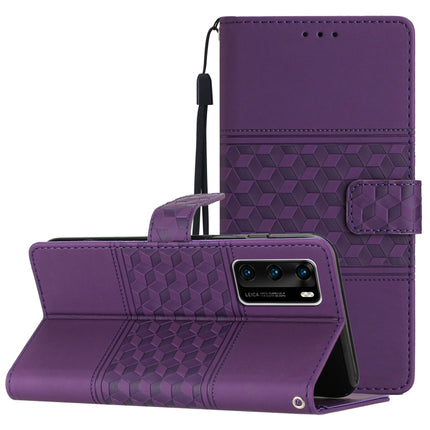 Diamond Embossed Skin Feel Leather Phone Case with Lanyard, For Huawei P30 Pro, For Huawei P40, For Huawei P40 Lite, For Huawei P40 Pro