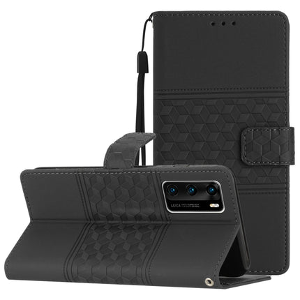 Diamond Embossed Skin Feel Leather Phone Case with Lanyard, For Huawei P30 Pro, For Huawei P40, For Huawei P40 Lite, For Huawei P40 Pro