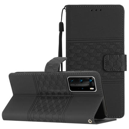 Diamond Embossed Skin Feel Leather Phone Case with Lanyard, For Huawei P30 Pro, For Huawei P40, For Huawei P40 Lite, For Huawei P40 Pro