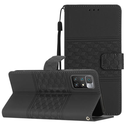 Diamond Embossed Skin Feel Leather Phone Case with Lanyard, For Xiaomi Redmi 10 2022, For Xiaomi Redmi 10A, For Xiaomi Redmi 10C, For Xiaomi Redmi A1