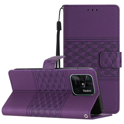 Diamond Embossed Skin Feel Leather Phone Case with Lanyard, For Xiaomi Redmi 10 2022, For Xiaomi Redmi 10A, For Xiaomi Redmi 10C, For Xiaomi Redmi A1