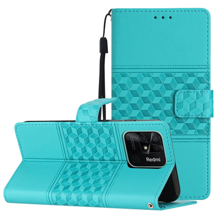 Diamond Embossed Skin Feel Leather Phone Case with Lanyard, For Xiaomi Redmi 10 2022, For Xiaomi Redmi 10A, For Xiaomi Redmi 10C, For Xiaomi Redmi A1