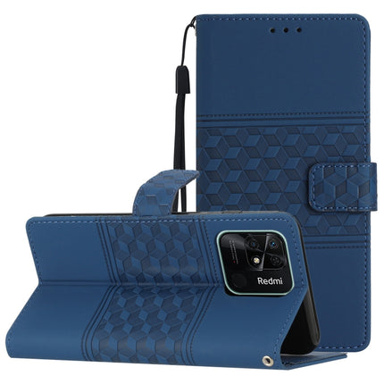 Diamond Embossed Skin Feel Leather Phone Case with Lanyard, For Xiaomi Redmi 10 2022, For Xiaomi Redmi 10A, For Xiaomi Redmi 10C, For Xiaomi Redmi A1