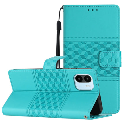 Diamond Embossed Skin Feel Leather Phone Case with Lanyard, For Xiaomi Redmi 10 2022, For Xiaomi Redmi 10A, For Xiaomi Redmi 10C, For Xiaomi Redmi A1
