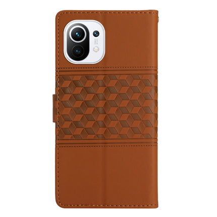 Diamond Embossed Skin Feel Leather Phone Case with Lanyard, For Xiaomi Mi 11 Lite, For Xiaomi Mi 11 Pro, For Xiaomi Mi 11T / 11T Pro, For Xiaomi 12 Lite