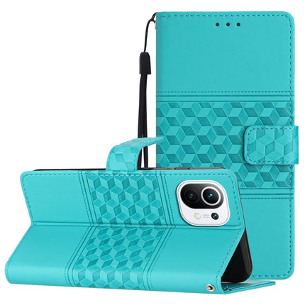 Diamond Embossed Skin Feel Leather Phone Case with Lanyard, For Xiaomi Mi 11 Lite, For Xiaomi Mi 11 Pro, For Xiaomi Mi 11T / 11T Pro, For Xiaomi 12 Lite