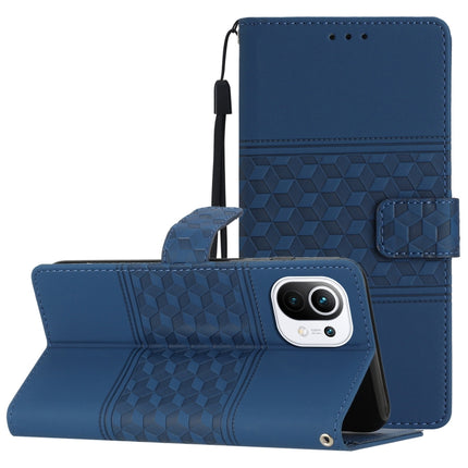 Diamond Embossed Skin Feel Leather Phone Case with Lanyard, For Xiaomi Mi 11 Lite, For Xiaomi Mi 11 Pro, For Xiaomi Mi 11T / 11T Pro, For Xiaomi 12 Lite