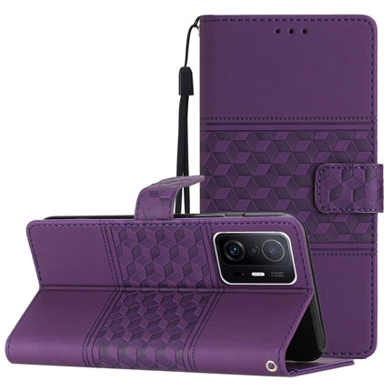 Diamond Embossed Skin Feel Leather Phone Case with Lanyard, For Xiaomi Mi 11 Lite, For Xiaomi Mi 11 Pro, For Xiaomi Mi 11T / 11T Pro, For Xiaomi 12 Lite