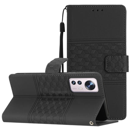 Diamond Embossed Skin Feel Leather Phone Case with Lanyard, For Xiaomi 12 Pro, For Xiaomi 12T / 12T Pro, For Xiaomi Mi 11 Ultra