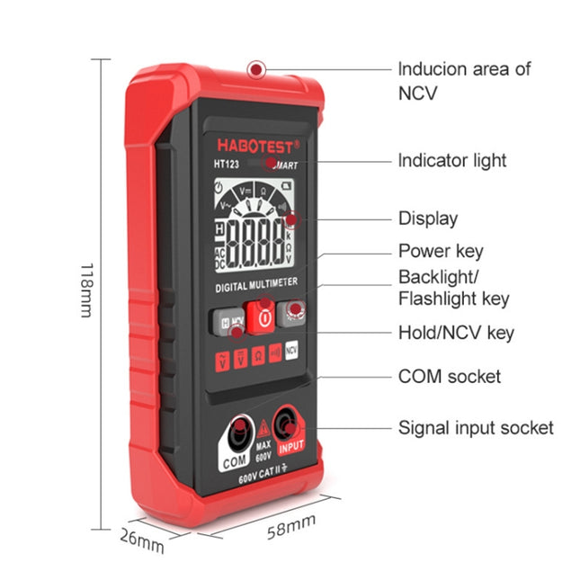 HABOTEST HT123 Mini High-precision Digital Multimeter, HT123