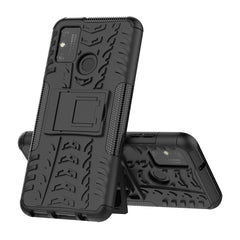 Funda protectora de TPU+PC a prueba de golpes con textura de neumático y soporte, para iPhone SE 2022/SE 2020, para Sony Xperia 10 Ⅱ, para Huawei Honor Play 9A, para Galaxy M30s