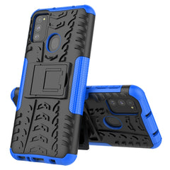 Funda protectora de TPU+PC a prueba de golpes con textura de neumático y soporte, para iPhone SE 2022/SE 2020, para Sony Xperia 10 Ⅱ, para Huawei Honor Play 9A, para Galaxy M30s