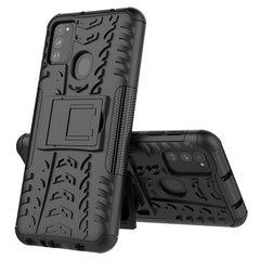 Funda protectora de TPU+PC a prueba de golpes con textura de neumático y soporte, para iPhone SE 2022/SE 2020, para Sony Xperia 10 Ⅱ, para Huawei Honor Play 9A, para Galaxy M30s