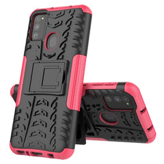 Funda protectora de TPU+PC a prueba de golpes con textura de neumático y soporte, para iPhone SE 2022/SE 2020, para Sony Xperia 10 Ⅱ, para Huawei Honor Play 9A, para Galaxy M30s