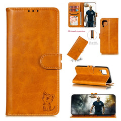 Embossed Happy Cat Pattern Horizontal Flip Leather Case with Holder & Card Slots & Wallet, For Huawei P40 Lite