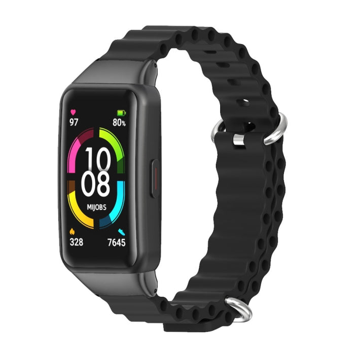 MIJOBS CS Marine Silicone Breathable Watch Band, For Huawei Band 6 / Honor Band 6, For Huawei Band 7 / 7 NFC