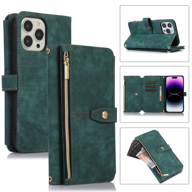 Dream 9-Card Wallet Zipper Bag Leather Phone Case, For iPhone 14, For iPhone 14 Plus, For iPhone 14 Pro, For iPhone 14 Pro Max