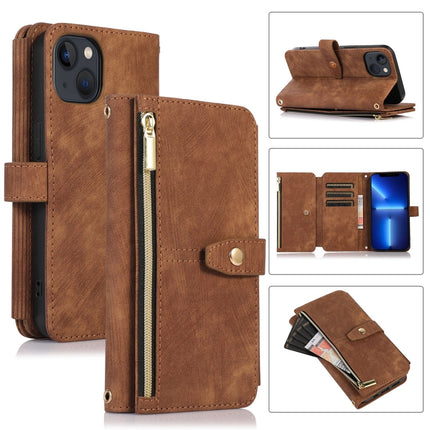 Dream 9-Card Wallet Zipper Bag Leather Phone Case, For iPhone 13, For iPhone 13 Pro, For iPhone 13 Pro Max, For iPhone 12 mini